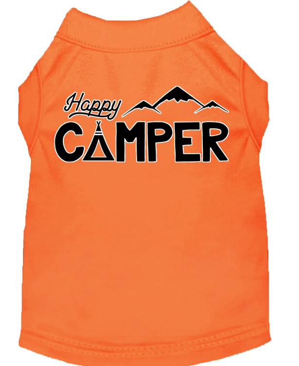 Happy Camper Screen Print Dog Shirt Orange Med